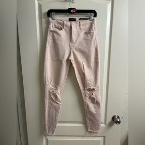 Banana Republic light pink skinny distressed jeans